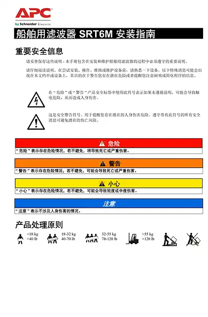 schneider施耐德船舶用滤波器 SRT6M 安装指南